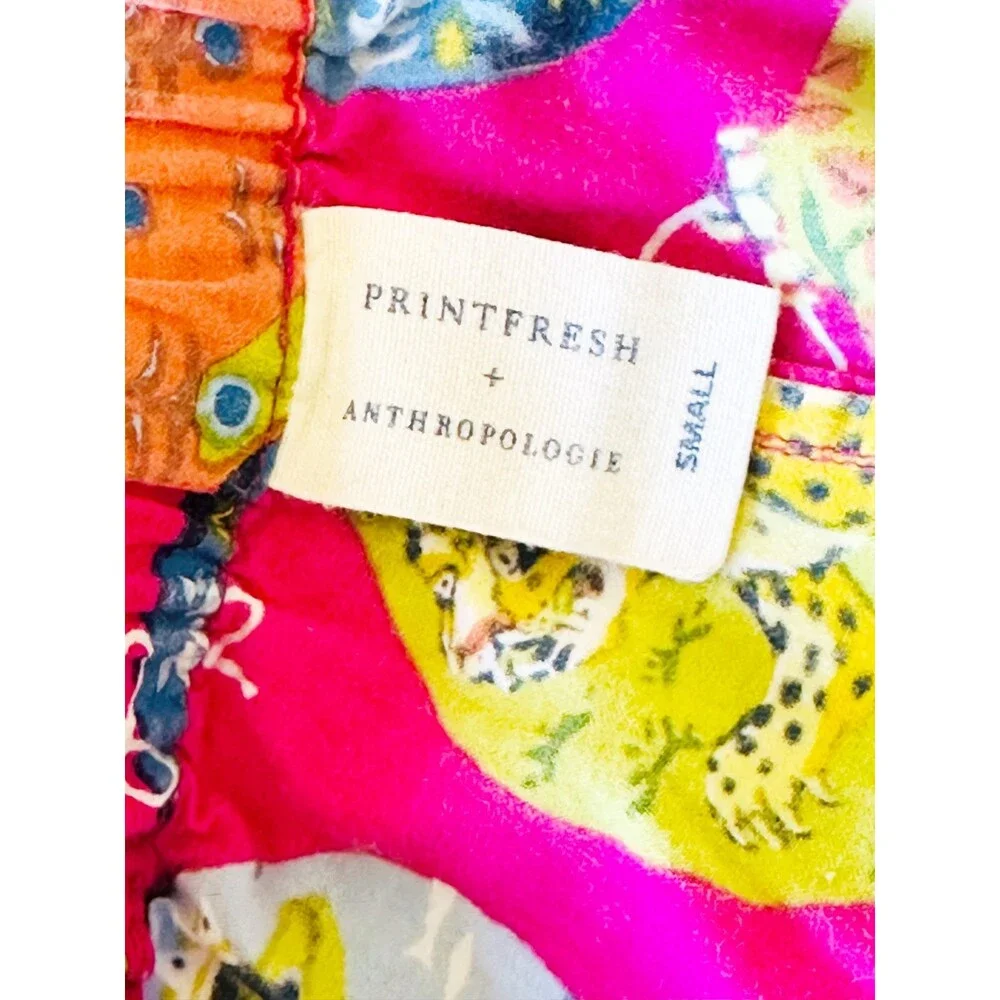PRINT FRESH x ANTHROPOLOGIE Size S Pink PJ Bottoms Deck the Halls Novelty Lounge